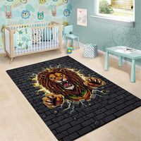 Jamaica Rasta Lion Area Rug Reggae Lion Breaking Wall Design - Wonder Print Shop