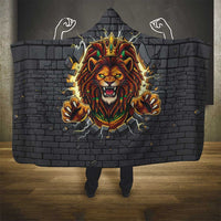 Jamaica Rasta Lion Hooded Blanket Reggae Lion Breaking Wall Design - Wonder Print Shop
