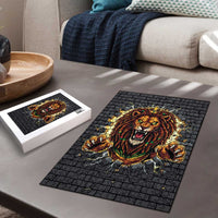 Jamaica Rasta Lion Puzzle Reggae Lion Breaking Wall Design - Wonder Print Shop