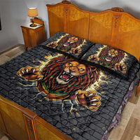 Jamaica Rasta Lion Quilt Bed Set Reggae Lion Breaking Wall Design - Wonder Print Shop