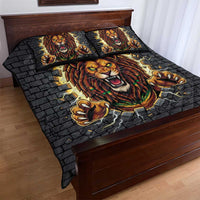 Jamaica Rasta Lion Quilt Bed Set Reggae Lion Breaking Wall Design - Wonder Print Shop