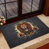 Jamaica Rasta Lion Rubber Doormat Reggae Lion Breaking Wall Design - Wonder Print Shop