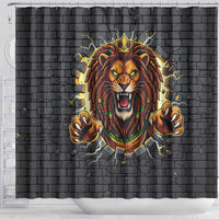 Jamaica Rasta Lion Shower Curtain Reggae Lion Breaking Wall Design - Wonder Print Shop