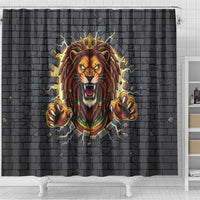 Jamaica Rasta Lion Shower Curtain Reggae Lion Breaking Wall Design - Wonder Print Shop