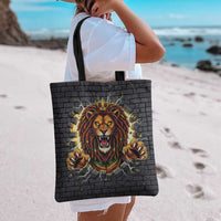 Jamaica Rasta Lion Tote Bag Reggae Lion Breaking Wall Design - Wonder Print Shop