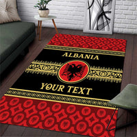 Personalized Albania Eagle Area Rug Red and Black Heritage - Wonder Print Shop