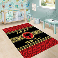 Personalized Albania Eagle Area Rug Red and Black Heritage - Wonder Print Shop