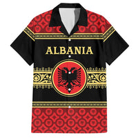 Personalized Albania Eagle Hawaiian Shirt Red and Black Heritage - Wonder Print Shop
