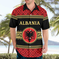 Personalized Albania Eagle Hawaiian Shirt Red and Black Heritage - Wonder Print Shop