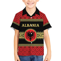 Personalized Albania Eagle Hawaiian Shirt Red and Black Heritage - Wonder Print Shop