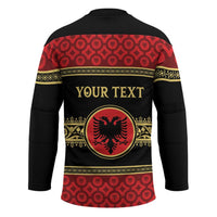 Personalized Albania Eagle Hockey Jersey Red and Black Heritage - Wonder Print Shop