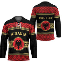 Personalized Albania Eagle Hockey Jersey Red and Black Heritage - Wonder Print Shop