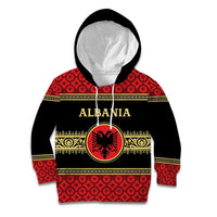 Personalized Albania Eagle Kid Hoodie Red and Black Heritage - Wonder Print Shop