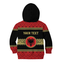 Personalized Albania Eagle Kid Hoodie Red and Black Heritage - Wonder Print Shop