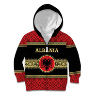 Personalized Albania Eagle Kid Hoodie Red and Black Heritage - Wonder Print Shop