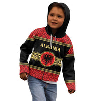 Personalized Albania Eagle Kid Hoodie Red and Black Heritage - Wonder Print Shop