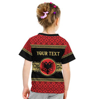 Personalized Albania Eagle Kid T Shirt Red and Black Heritage - Wonder Print Shop