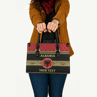Personalized Albania Eagle Leather Bag Red and Black Heritage - Wonder Print Shop