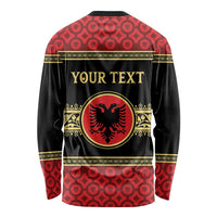 Personalized Albania Eagle Long Sleeve Shirt Red and Black Heritage - Wonder Print Shop