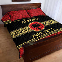 Personalized Albania Eagle Quilt Bed Set Red and Black Heritage - Wonder Print Shop