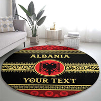 Personalized Albania Eagle Round Carpet Red and Black Heritage - Wonder Print Shop