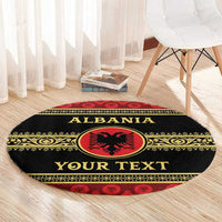 Personalized Albania Eagle Round Carpet Red and Black Heritage - Wonder Print Shop