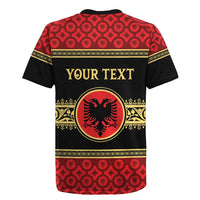 Personalized Albania Eagle Rugby Jersey Red and Black Heritage - Wonder Print Shop