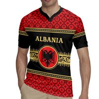 Personalized Albania Eagle Rugby Jersey Red and Black Heritage - Wonder Print Shop