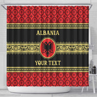 Personalized Albania Eagle Shower Curtain Red and Black Heritage - Wonder Print Shop