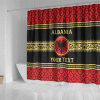 Personalized Albania Eagle Shower Curtain Red and Black Heritage - Wonder Print Shop