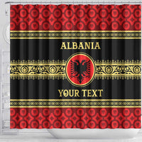 Personalized Albania Eagle Shower Curtain Red and Black Heritage - Wonder Print Shop