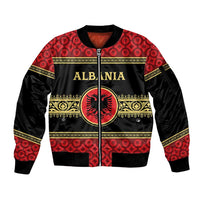 Personalized Albania Eagle Sleeve Zip Bomber Jacket Red and Black Heritage - Wonder Print Shop