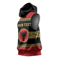 Personalized Albania Eagle Sleeveless Hoodie Red and Black Heritage - Wonder Print Shop