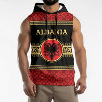 Personalized Albania Eagle Sleeveless Hoodie Red and Black Heritage - Wonder Print Shop