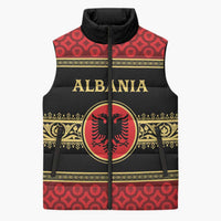 Personalized Albania Eagle Sleeveless Puffer Jacket Red and Black Heritage - Wonder Print Shop
