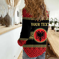 Personalized Albania Eagle Women Casual Shirt Red and Black Heritage - Wonder Print Shop