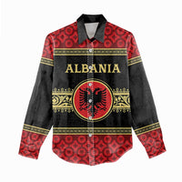Personalized Albania Eagle Women Casual Shirt Red and Black Heritage - Wonder Print Shop
