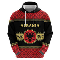 Personalized Albania Eagle Zip Hoodie Red and Black Heritage - Wonder Print Shop