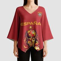 Custom World Football 2026 Spain Kimono Sleeve Blouse Road To Champions Dream - Wonder Print Shop
