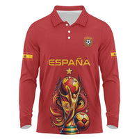 Custom World Football 2026 Spain Long Sleeve Polo Shirt Road To Champions Dream - Wonder Print Shop