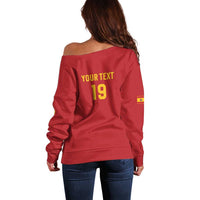 Custom World Football 2026 Spain Off Shoulder Sweater Road To Champions Dream - Wonder Print Shop