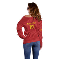 Custom World Football 2026 Spain Off Shoulder Sweater Road To Champions Dream - Wonder Print Shop