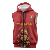 Custom World Football 2026 Spain Sleeveless Zip Hoodie Road To Champions Dream - Wonder Print Shop