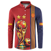 Custom World Football 2026 Spain Button Sweatshirt Road To The Champions - Wonder Print Shop