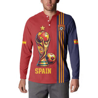 Custom World Football 2026 Spain Button Sweatshirt Road To The Champions - Wonder Print Shop