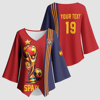 Custom World Football 2026 Spain Kimono Sleeve Blouse Road To The Champions - Wonder Print Shop