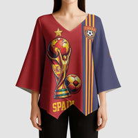Custom World Football 2026 Spain Kimono Sleeve Blouse Road To The Champions - Wonder Print Shop