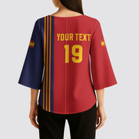 Custom World Football 2026 Spain Kimono Sleeve Blouse Road To The Champions - Wonder Print Shop
