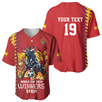 Custom World Football 2026 Spain Baseball Jersey Spanish Bull Rising Champions - Wonder Print Shop