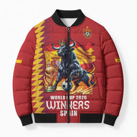 Custom World Football 2026 Spain Bomber Puffer Jacket Spanish Bull Rising Champions - Wonder Print Shop